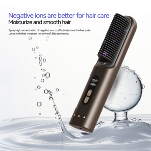 Cordless Hair Straightener <b>Brush</b> 1200W PTC Plate Negative Ion LCD Display Portable Battery <b>Powered</b> Household Use - Product Image 5