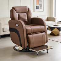 Fauteuil de Barbier Électrique de Luxe Réglable et Pivotant pour Salon de Coiffure, Chaise de Lavage Hydraulique Inclinable
