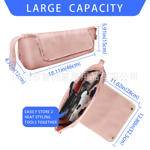 Hair Tools Travel Bag Medium Size Multi Function Zipper Closure For Straightener Curler Storage With Pockets And Elastic Bands - Product Image 4