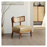 Chaise sans accoudoirs en bois massif de style moderne du milieu du siècle, avec pieds en bois de frêne et dossier en rotin, pour salle à manger ou patio