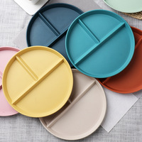 Assiette à dîner en plastique à 3 compartiments personnalisée, contrôle des portions, en paille de blé, réutilisable, écologique, compatible micro-ondes et lave-vaisselle