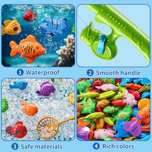 Ensemble de jouets de pêche avec des poissons en plastique colorés et des cannes à pêche pour les enfants de 8 à 14 ans, jeu de piscine unisexe, fabriqué en Chine - Product Image 4