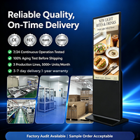 Écran LCD numérique vertical de 32 pouces avec Wifi, Bluetooth, Cloud et gestion CMS, fonctionnement 24h/24 et 7j/7 pour café, hôtel, centre commercial