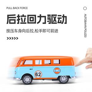 1:32 T1 <span class=keywords><strong>Bus</strong></span> Golfe Huile Édition Alliage Modèle Classique Voiture Jouets Camion Vintage Voiture Simulation Pull Back Son Lumière Moulé Sous Pression En Métal Jouets - Product Image 2