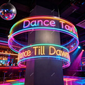 Hiçbir adedi 12V yuvarlak Neon kolye avize akrilik duvar Bar tavanda asılı  için kulüp dekoru daire Neon burcu - Product Image 3