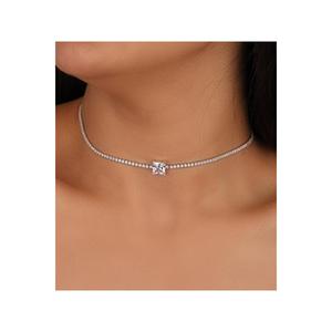 Collana quadrata in argento con catena d'acqua in pietra 2 Mm - Product Image 3