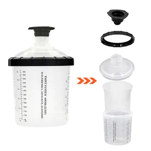 Hot Sale 600ml 125mic Disposable Spray Painting Gun PP Cup Mixing Cup For Paint Job With Adapter Plastic Cup For Car Coating