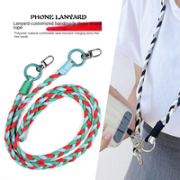 Noël personnalisé sangle de téléphone portable trois brins corde tissé à la main en métal anneau boucle multicolore bandoulière sangle