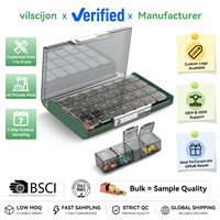 Vilscijon Organisateur de pilules portable étanche 7 jours 21 compartiments Boîte à médicaments de voyage ABS+PP Boîte compacte Emballage personnalisé avec logo