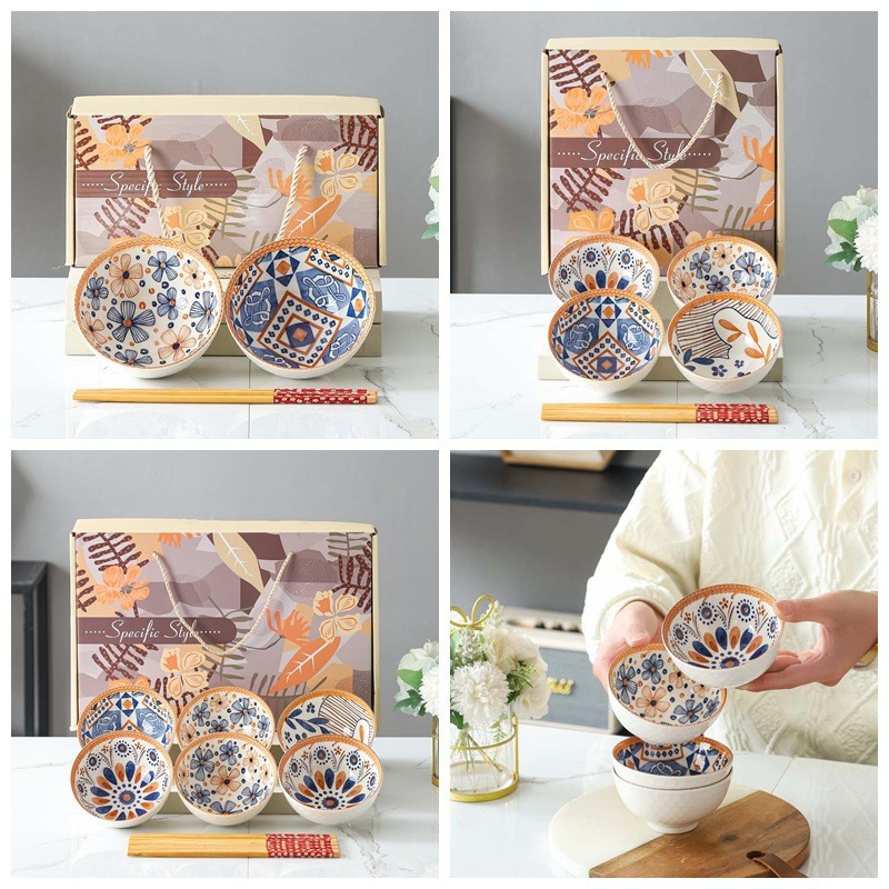 caja de regalo naranja con 2 tazones