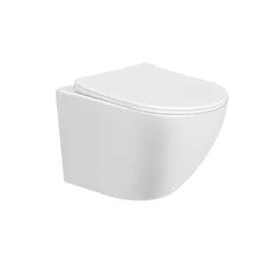 Cheap Wholesale Price Modern Toilet Sanitary Ware Round Shape Ceramic Wall Hung Toilet Rimless Toilets Set