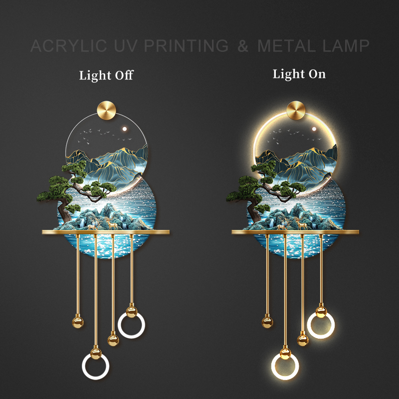 Home Decoration Modern 3D Metal Wall Art Work Luxury Interior Decoration De Hogar Acrylic Painting Lighting Decorations Maisons · image 2