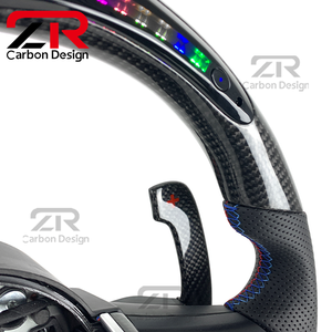 Volante de Fibra de Carbono con LED RPM para <span class=keywords><strong>BMW</strong></span> M3 M5 F06 F10 F11 F15 F16 F20 F21 F25 F30 F36 G30, Accesorios Interiores para Automóviles de Carreras - Product Image 3