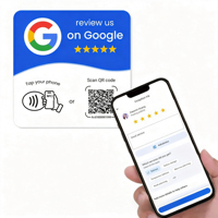 Support de table en acrylique 12 cm pour carte de commentaires Google NFC213 13,56 MHz, Tap to Review, QR, Logo personnalisé, OEM, ODM, Prêt à expédier