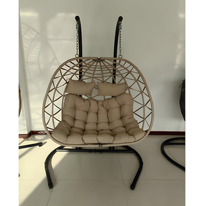 Silla Colgante de Metal Moderna para Exteriores, Plegable y Desmontable, para 2 Personas, con Diseño de Asiento Tipo Huevo, para Patio, Jardín y Hogar - Product Image 1