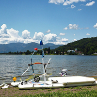 Bateau à pédales aquatique robuste, vélo aquatique pliable pour le tourisme lacustre - Assemblage rapide