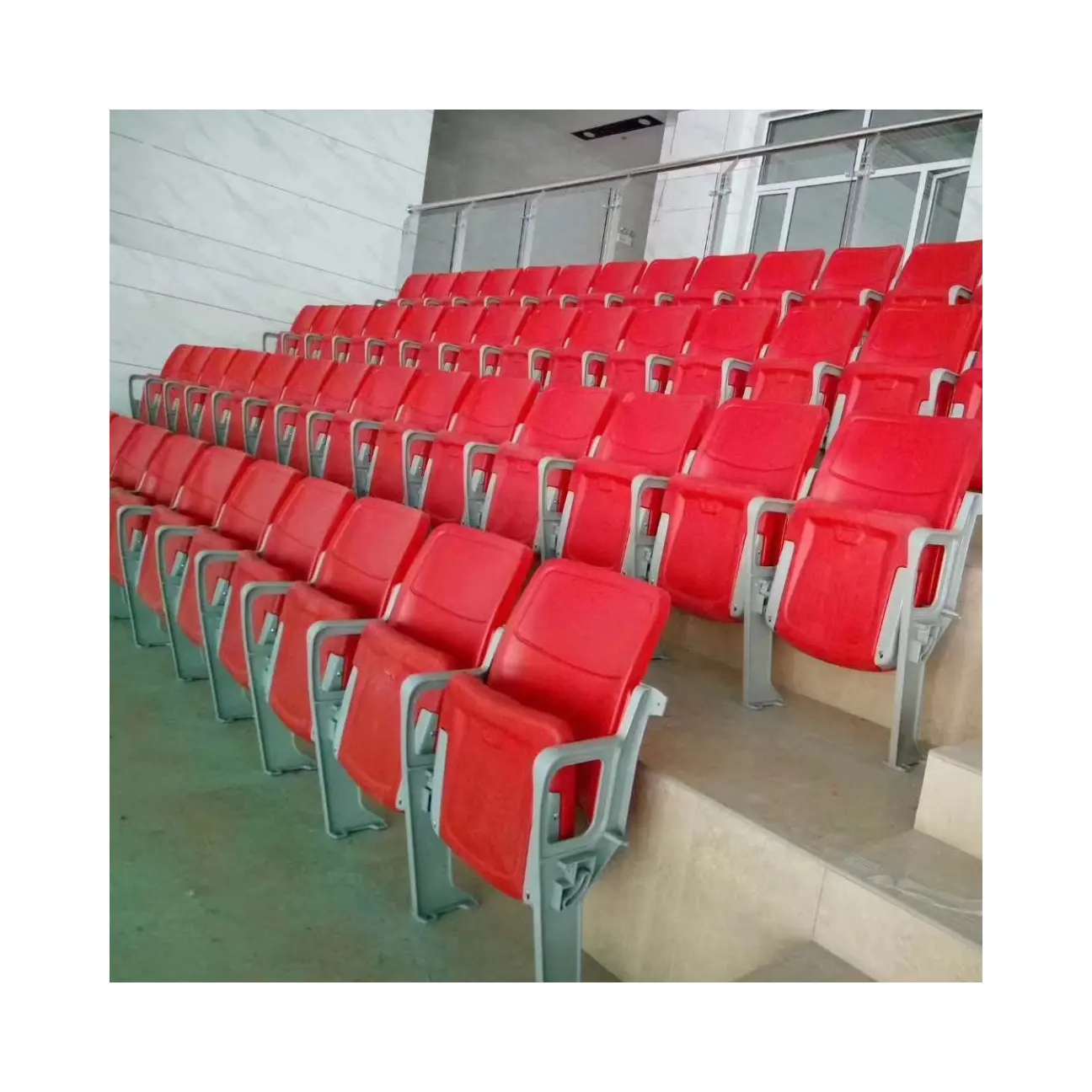 Flap Plastic Chair Waterproof With Armrest Foldable Stadium Seat Indoor Seating Outdoor Folded
