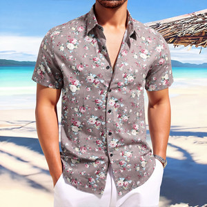 Chemises rouges délavées pour hommes Summer Sundays, style western, en coton, boutonnées, 1166 - Product Image 3