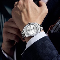Montre-bracelet à quartz pour homme, bracelet en acier inoxydable, cadran large, aiguilles lumineuses, montre de sport de marque, tendance