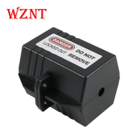 WZNT-NT-P01P Boîtier de verrouillage à clé en polystyrène noir pour prise 110V, certifié CE/ISO, installation facile, sécurité industrielle LOTO