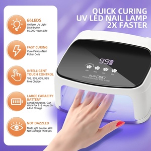 288W Cordless UV LED Nail <b>Lamp</b> Rechargeable Nail Dryer Large LCD Display 4 <b>Timer</b> Setting Auto Sensor Plastic/Metal US Salon Home - Product Image 2