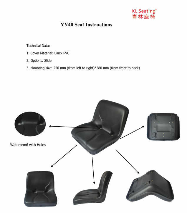 Economic Durable Multi-Color Low Back Seat for Lawn Garden Agricultural Use Two Drain Holes New Material Handling Equipment Part