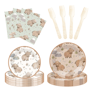 Fournitures de fête sur le thème des animaux DAMAI, décorations de fête jetables, ensemble de vaisselle de fête d'anniversaire, ferme, assiettes en papier de 7 pouces - Product Image 4