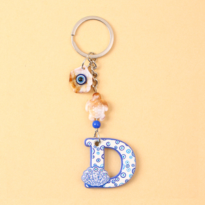 Portachiavi Alfabeto Souvenir con Occhio di Allah Blu, Anelli Portachiavi con Lettere Greche, Stile Oceano, Regalo da Viaggio, Ciondolo Tartaruga Marina Fatto a Mano, Regalo da Viaggio - Product Image 5