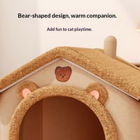 Nichoir en tissu semi-fermé pour chats, toutes saisons, épaissi, universel, en forme de maison