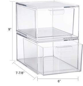 <span class=keywords><strong>Audrey</strong></span> Ensemble de 2 pièces Tiroirs de rangement en plastique PS transparent Poubelle empilable pour cosmétiques Fournitures de beauté pour vanité ou stockage des aliments - Product Image 5