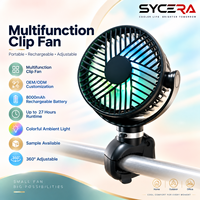 Ventilateur à clipser pour poussette, rechargeable par USB 8 000 mAh, avec LED lumineuse et autonomie longue durée