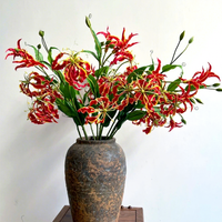 Realistische Gloriosa-Lilie Künstliche Flammenlilie 78cm Großhandel Exotische 3D-Gedruckte Seidenblumen für Boho-Hochzeit Heimdekoration