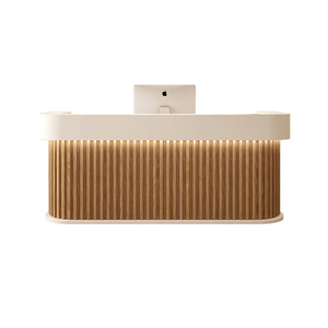 Небольшая светодиодная стойка регистрации с современной изогнутой стойкой для парикмахерской, магазина одежды или бара - Product Image 1