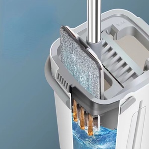 Cây Lau Nhà Vắt Phẳng Vi Sợi Và Xô Bộ Cây Lau Nhà Dễ Vắt Bằng Tay Với Thanh Thép Không Gỉ Để Lau Sàn Giá FOB - Product Image 1