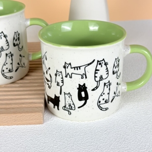 Silk Screen Printed Cute Design 15OZ High Capacity <b>Ceramic</b> Coffee Milk Tea Water Drinkware <b>Mug</b> Home Use Porcelain <b>Mugs</b> - Product Image 2