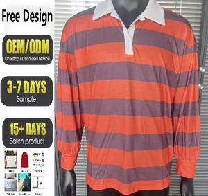 Camicie in Cotone a Righe <span class=keywords><strong>Blu</strong></span> <span class=keywords><strong>e</strong></span> Rosse per Uomo, Felpe con Colletto Bianco, Camicie Oversize a Maniche Lunghe - Product Image 1