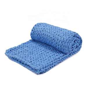 Sıcak satış süper yumuşak el yapımı tığ hiçbir dolgu organik pamuk tıknaz örgü ağırlıklı battaniye - Product Image 6