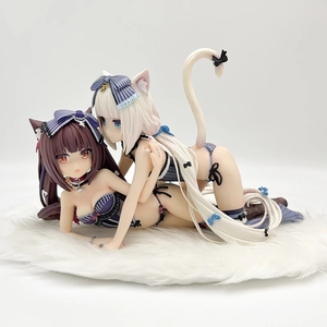 YMJ 13cm <span class=keywords><strong>Nekopara</strong></span> Chocola vanille Cosplay Anime PVC Figure Sexy fille poupée modèle mignon voiture décoration jouet cadeaux figurines d'action - Product Image 3