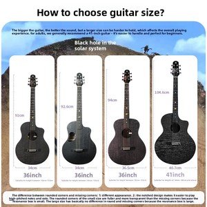 Chitarra Acustica Natasha Solar System Mercury Saturn Black Hole HPL Completamente in Legno Massello 36 Pollici 41 Pollici Tastiera in Ebano per Principianti - Product Image 4