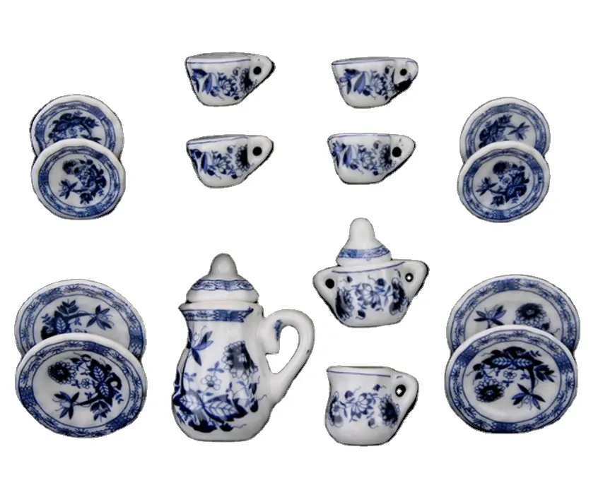 Jouets miniatures 1:12 porcelaine tasse à thé ensemble plat/Pot/bouilloire Style européen meubles de maison de poupée vaisselle