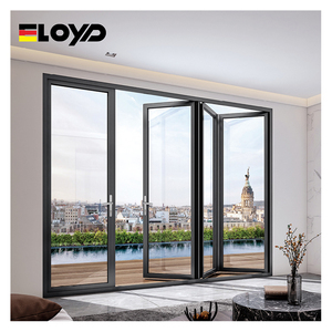 Eloyd Bi-Fold Puerta <span class=keywords><strong>de</strong></span> aluminio para patio A prueba <span class=keywords><strong>de</strong></span> huracanes Exterior Acordeón Plegable Vidrio Acero Exterior Plegable Aplicación - Product Image 1