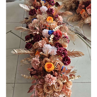 Décoration florale de mariage de luxe, style bohème, couleur terre cuite, en soie, vente en gros, chemin de table floral pour mariage