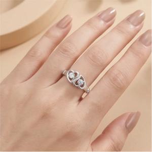 Bijoux élégants de haute qualité, bague de promesse en argent sterling 925 avec double cœur entrelacé et zircon cubique pour femmes - Product Image 5