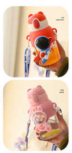 2024 nuevo producto de fábrica para niños escuela Kawaii lindo Animal niñas niños botella de agua de plástico con asa - Product Image 4