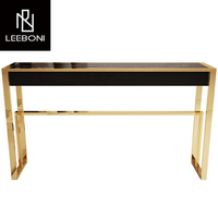 Table console de luxe à plateau en marbre et cadre en acier inoxydable doré, vente chaude