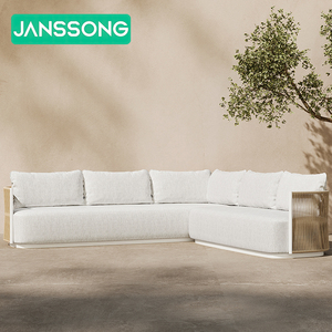 Conjunto de Muebles de Jardín Modernos, Sofá de Metal y Cuerda para Exteriores, Conjunto de Sofás para Patio de Villa, Conjunto de Sofás para Exteriores de Resort, Conjunto de Sofás en Forma de L para el Borde de la Piscina - Product Image 6