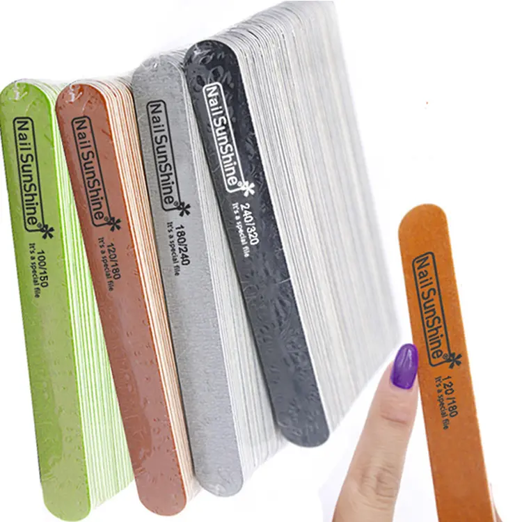 High Quality OEM Custom Printing Logo Nail File Disposable Promotional Wooden Nail File 100/180