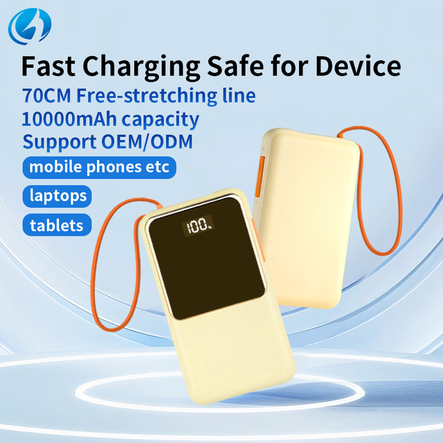 22.5W Fast Charging 10000mAh Power Bank Retractable Cable Multi Output High Capacity Portable Power Bank