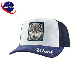 Gorra de béisbol de algodón de 5 paneles con malla y parche bordado personalizado QZFSO, diseño de animales a rayas, estilo camionero - Product Image 1