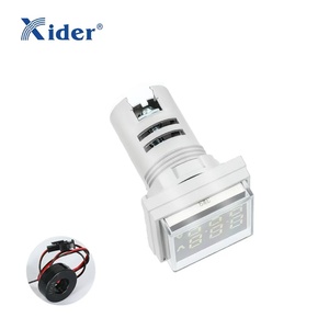 Amperímetro cuadrado de LED de 22mm con luces indicadoras digitales duales, color blanco, tipo 2" - Product Image 1